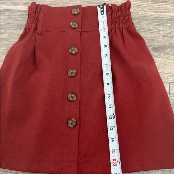 Rust Button Front Mini Skirt - Picture 6 of 7